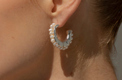 AELIA - Pearl Scalloped Hoop Earrings