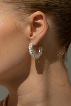 AELIA - Pearl Scalloped Hoop Earrings