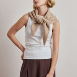 Alpaca Triangle Scarf - Greige Melange