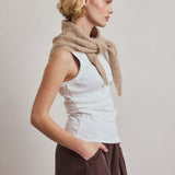Alpaca Triangle Scarf - Greige Melange