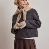 Alpaca Triangle Scarf - Greige Melange