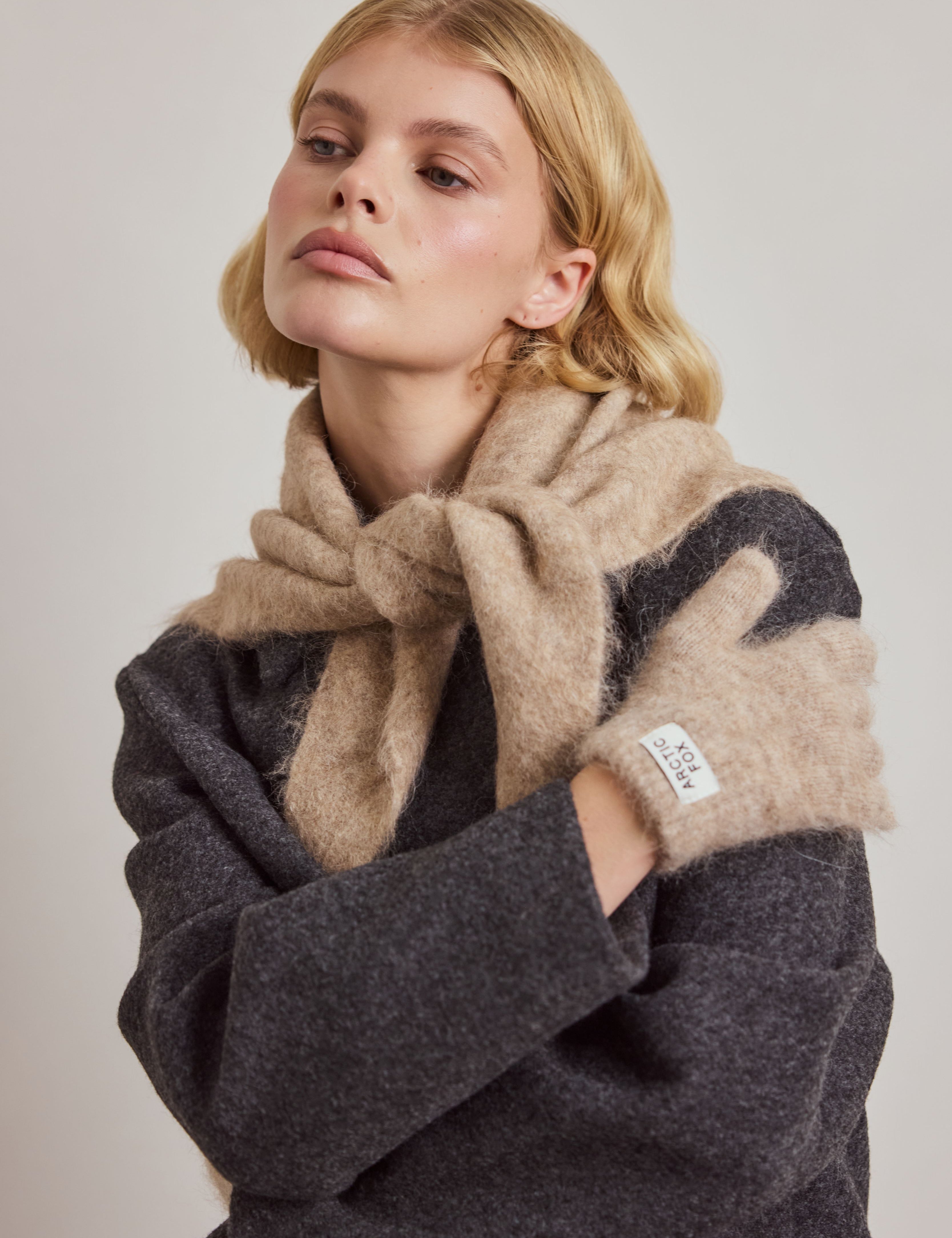 The Alpaca Gloves - Greige Melange