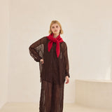 Alpaca Triangle Scarf - Crimson Red