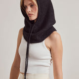 Alpaca Drawstring Hood - Black