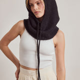 Alpaca Drawstring Hood - Black