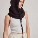 Alpaca Drawstring Hood - Black