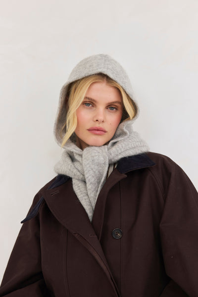Alpaca Wool Hooded Scarf - Blizzard Grey – Arctic Fox & Co.