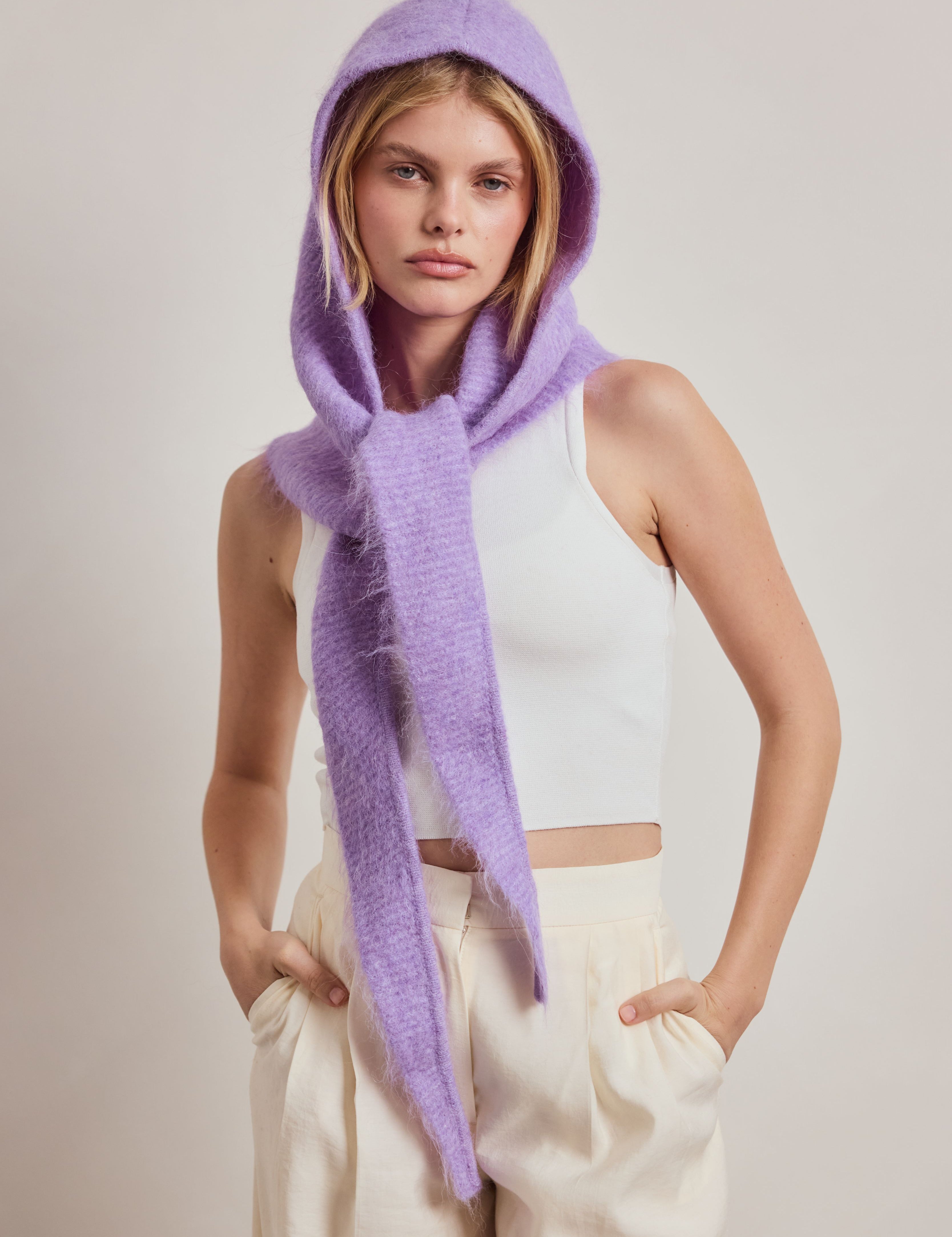 The Alpaca Hooded Scarf - Lavender