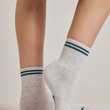 The Shortie Striped Sock - Grey Melange
