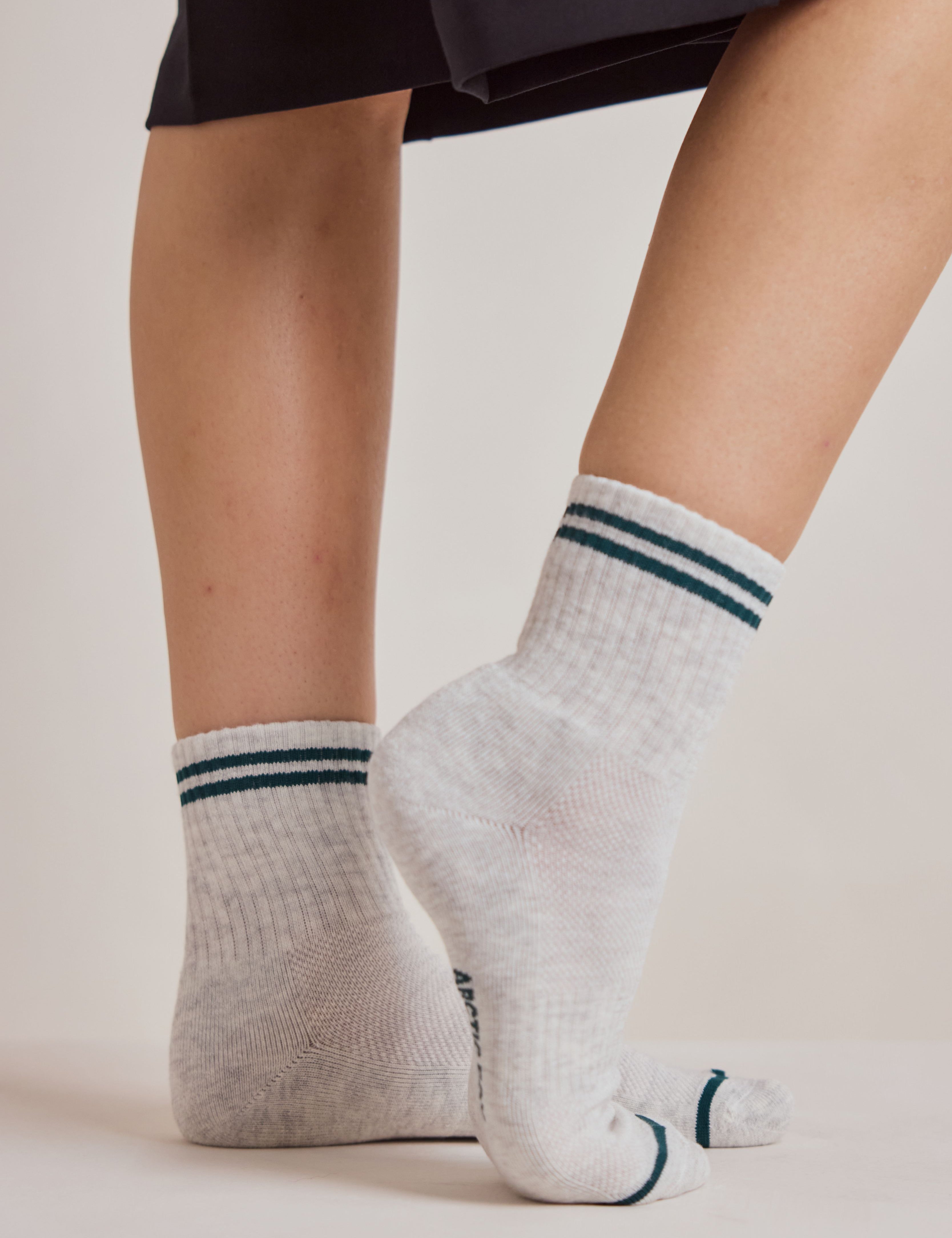 The Shortie Striped Sock - Grey Melange