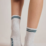 The Shortie Striped Sock - Grey Melange