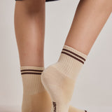 The Shortie Striped Sock - Chalk