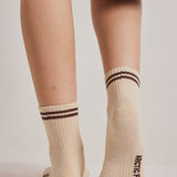 The Shortie Striped Sock - Chalk