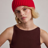 The Merino Wool Beanie - Lava Red