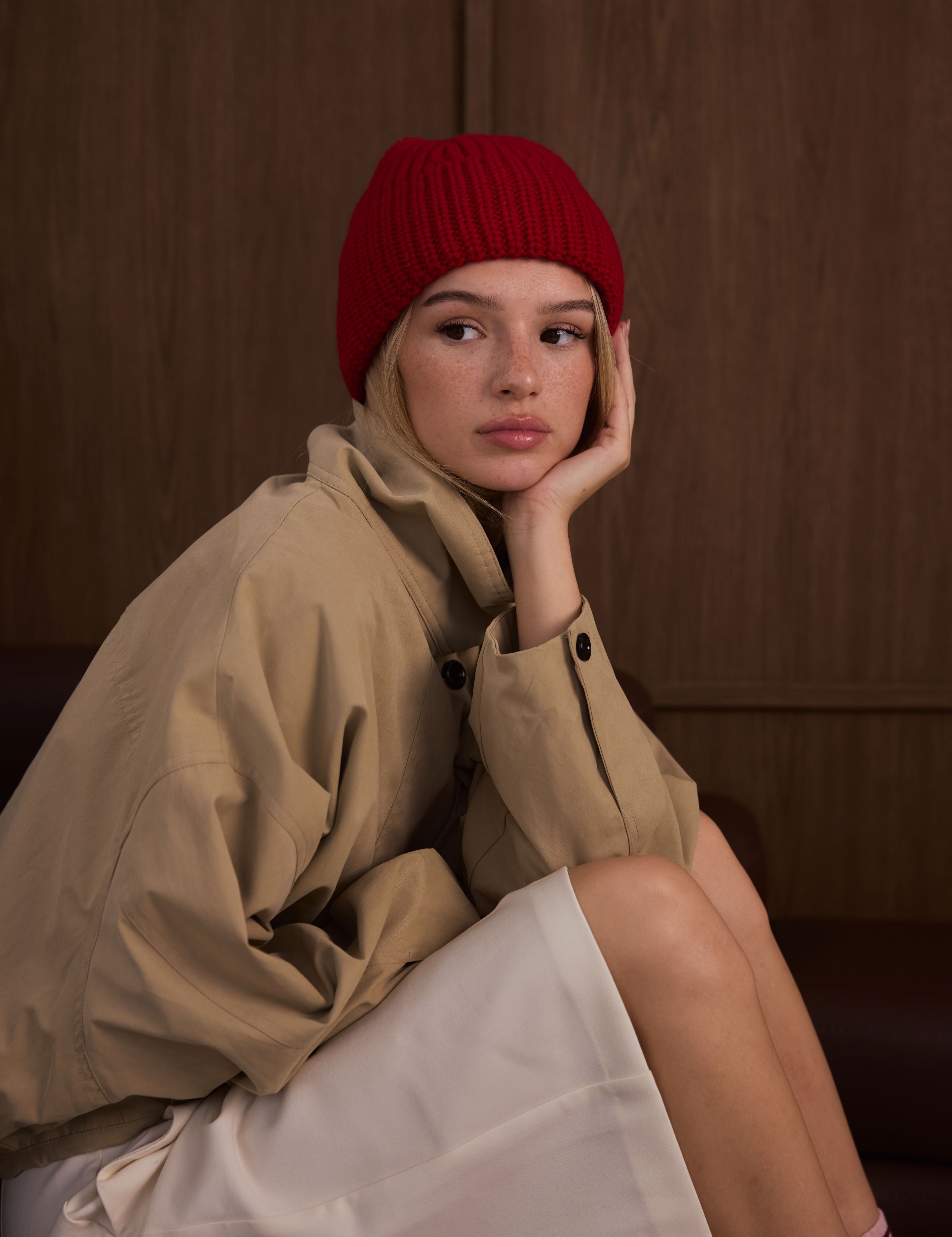 The Merino Wool Beanie - Lava Red