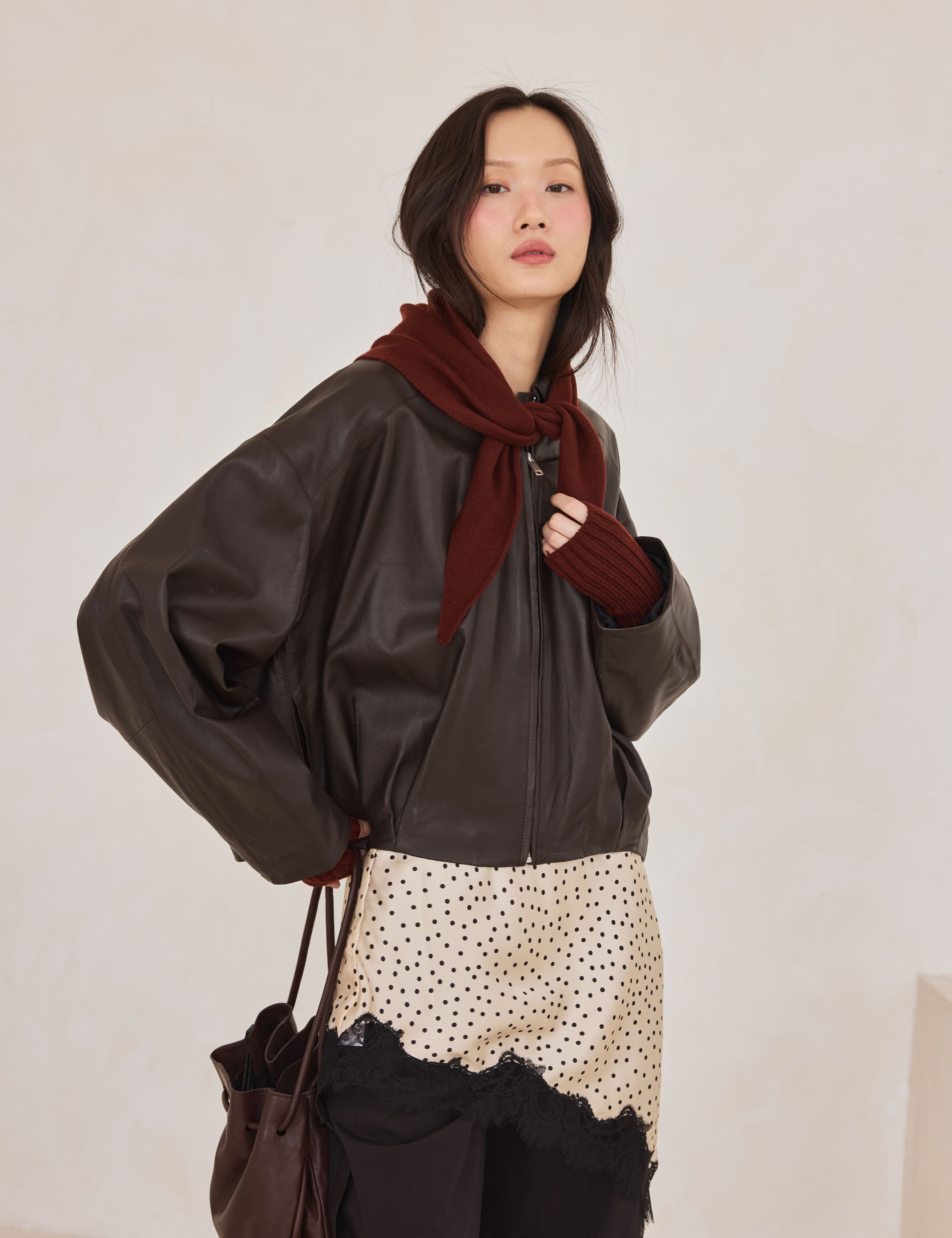 Merino Wool Triangle Scarf - Dark Walnut Brown