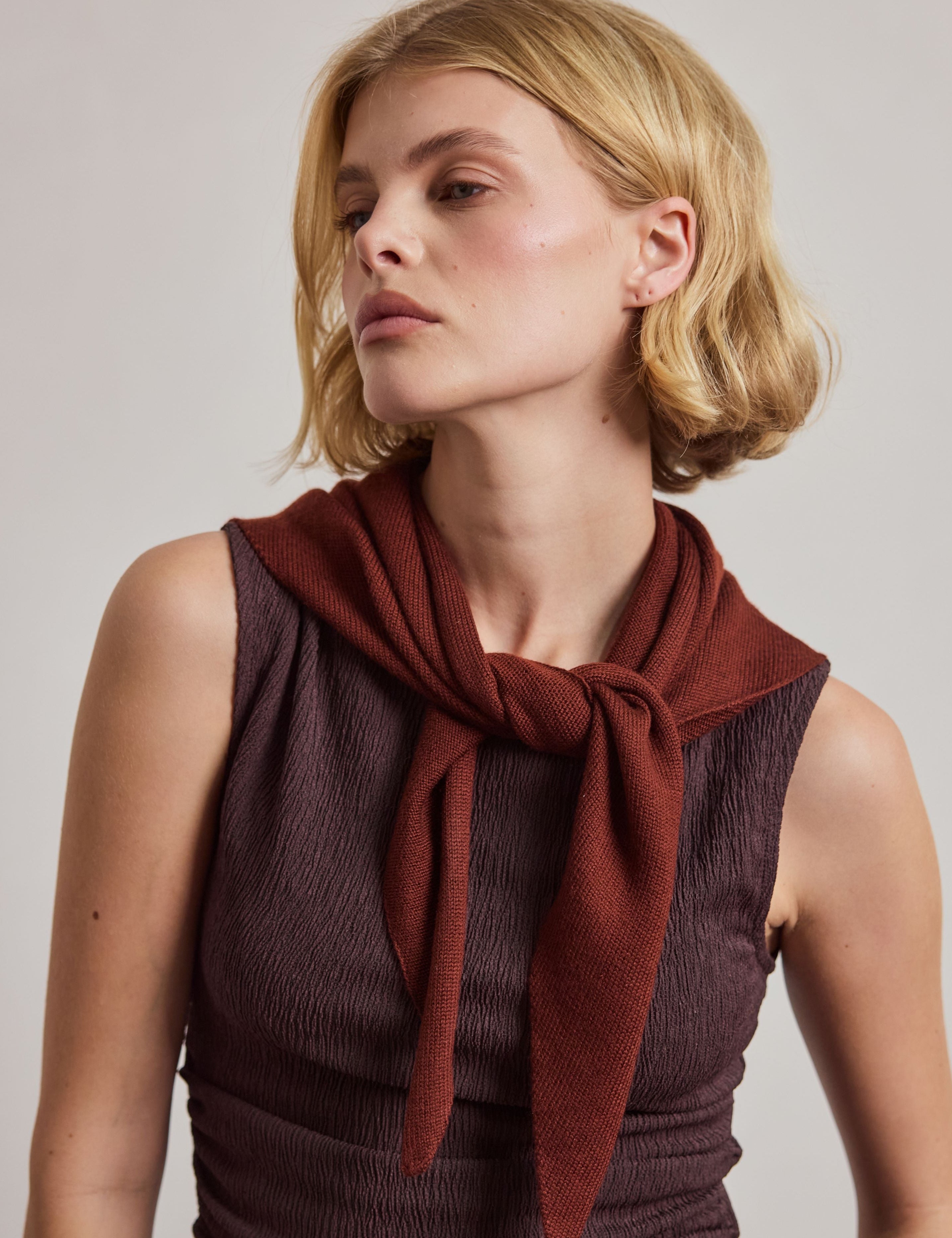 Merino Wool Triangle Scarf - Dark Walnut Brown