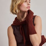 Merino Wool Fingerless Gloves - Dark Walnut Brown