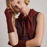 Merino Wool Fingerless Gloves - Dark Walnut Brown
