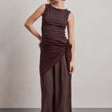 Merino Wool Triangle Scarf (L) - Dark Brown