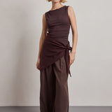 Merino Wool Triangle Scarf (L) - Dark Brown