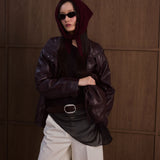 Merino Wool Triangle Scarf - Cherry Plum