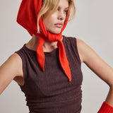 Merino Wool Triangle Scarf - Lava Red