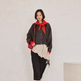 Merino Wool Triangle Scarf - Lava Red