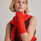 Merino Wool Fingerless Gloves - Lava Red