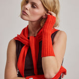 Merino Wool Fingerless Gloves - Lava Red