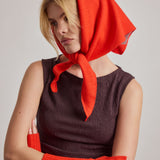 Merino Wool Triangle Scarf - Lava Red
