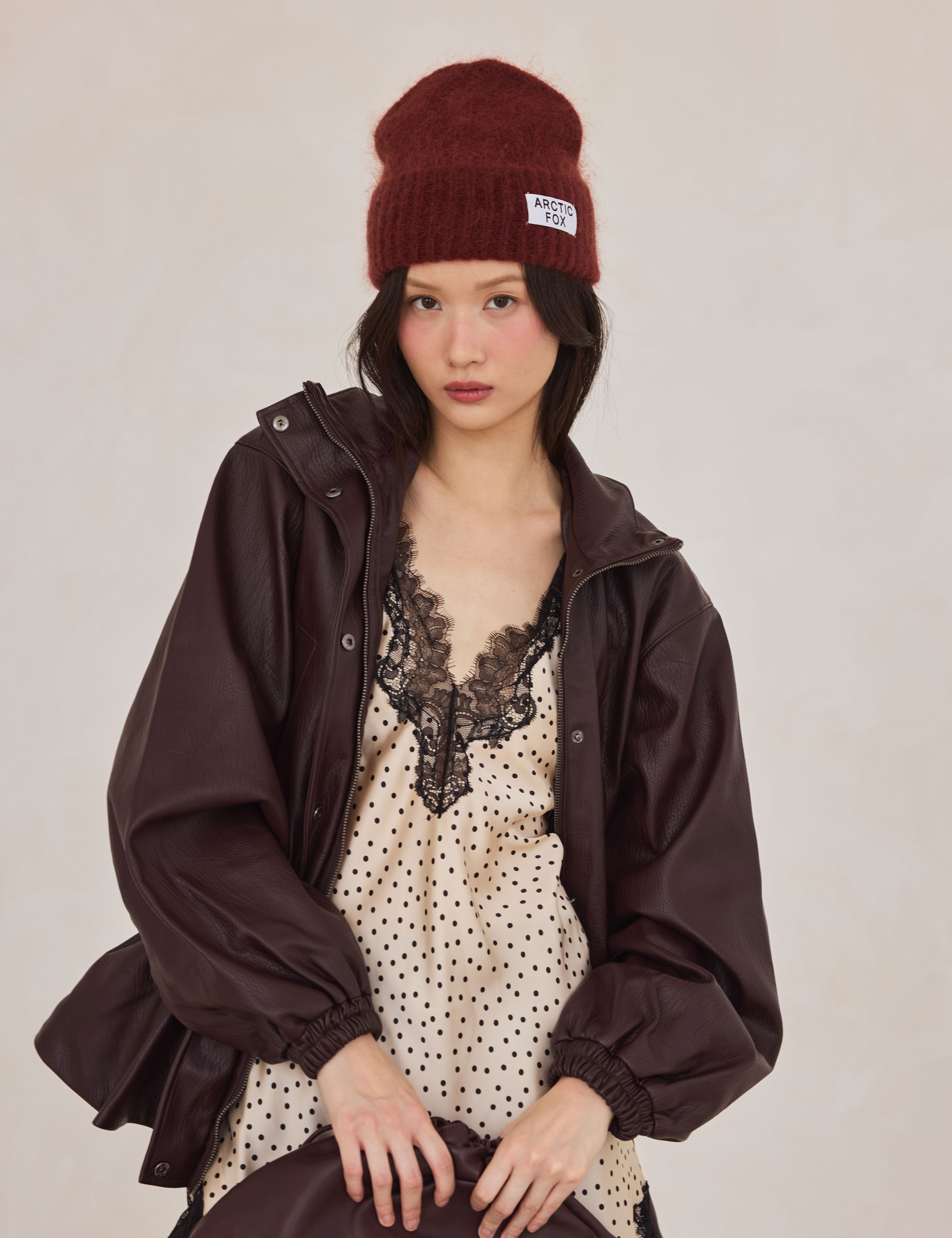 The Mohair Beanie - Cherry Burgundy