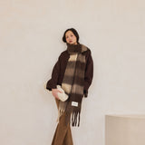 The Reykjavik Check Scarf - Dark Earth Brown