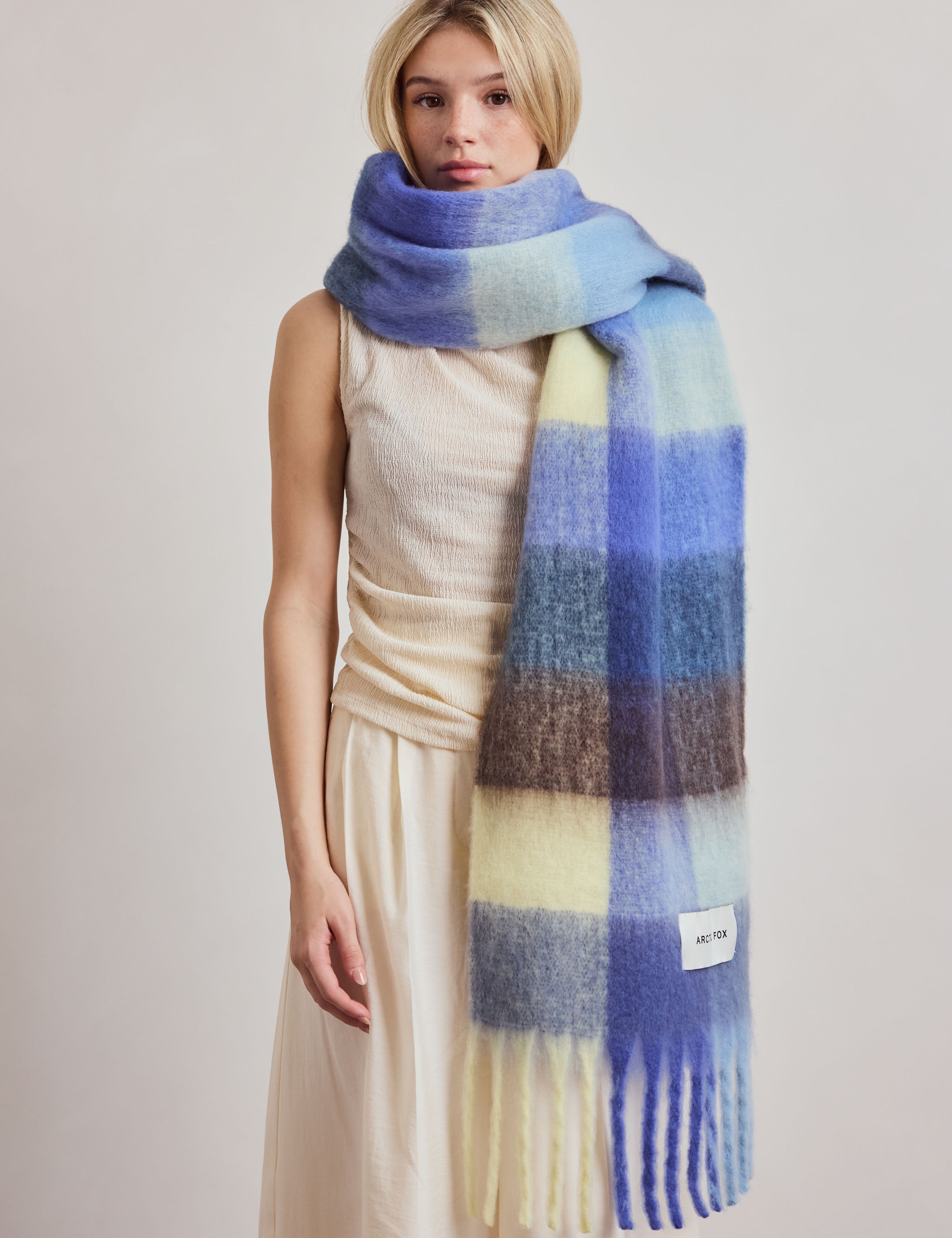 The Reykjavik Check Scarf - Moonlit Haze