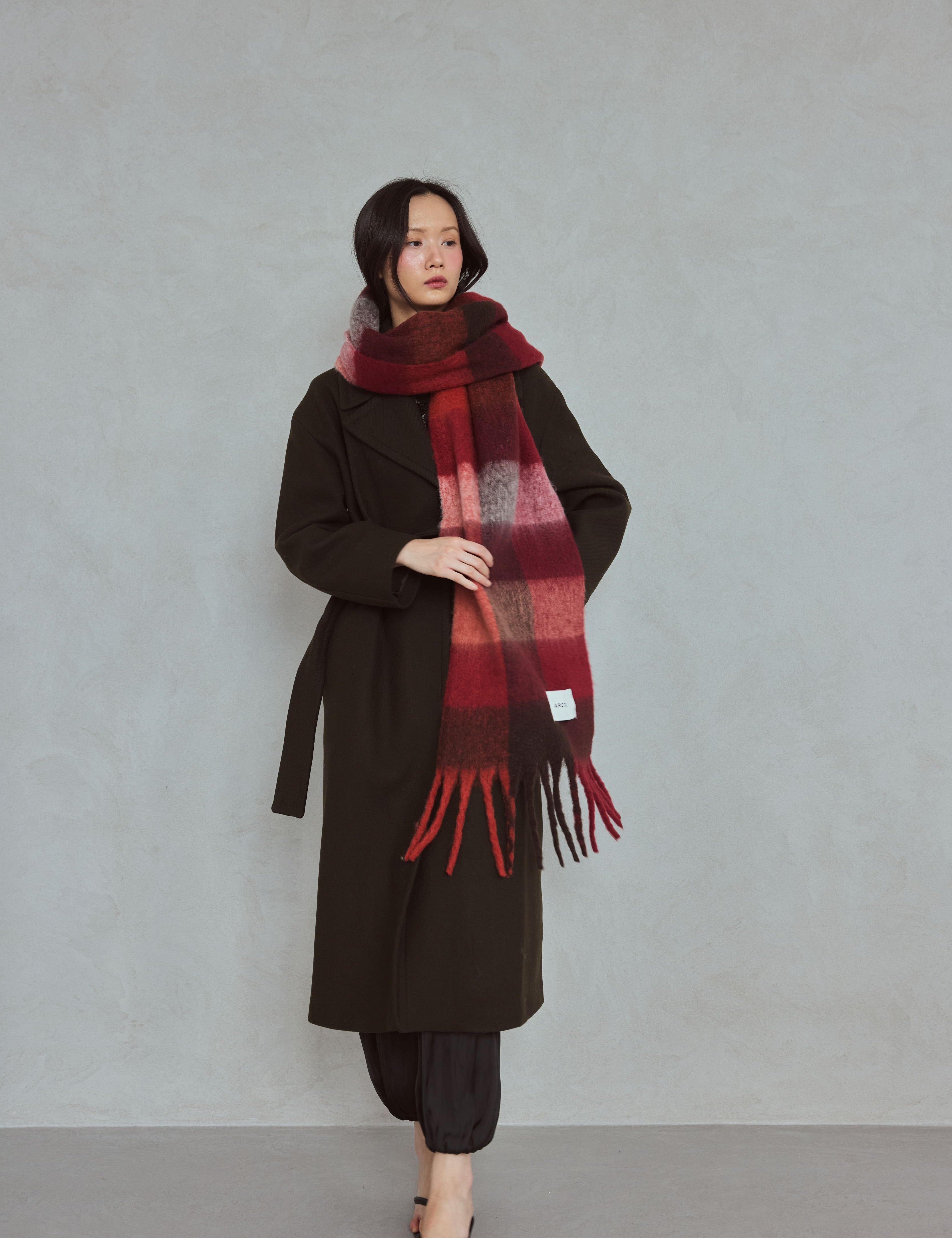 The Reykjavik Check Scarf - Winterberry Burgundy