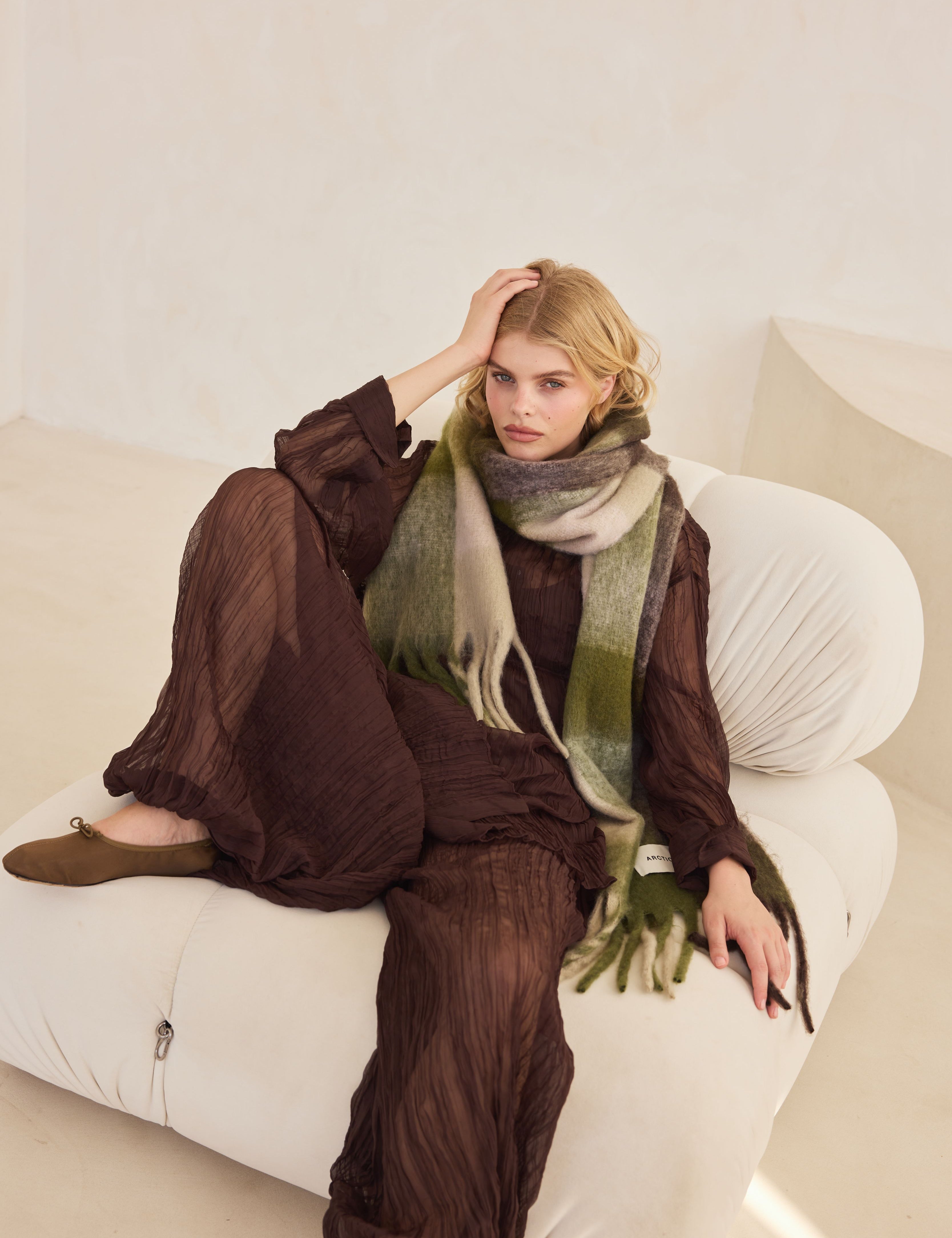 The Reykjavik Check Scarf - Mossy Greens