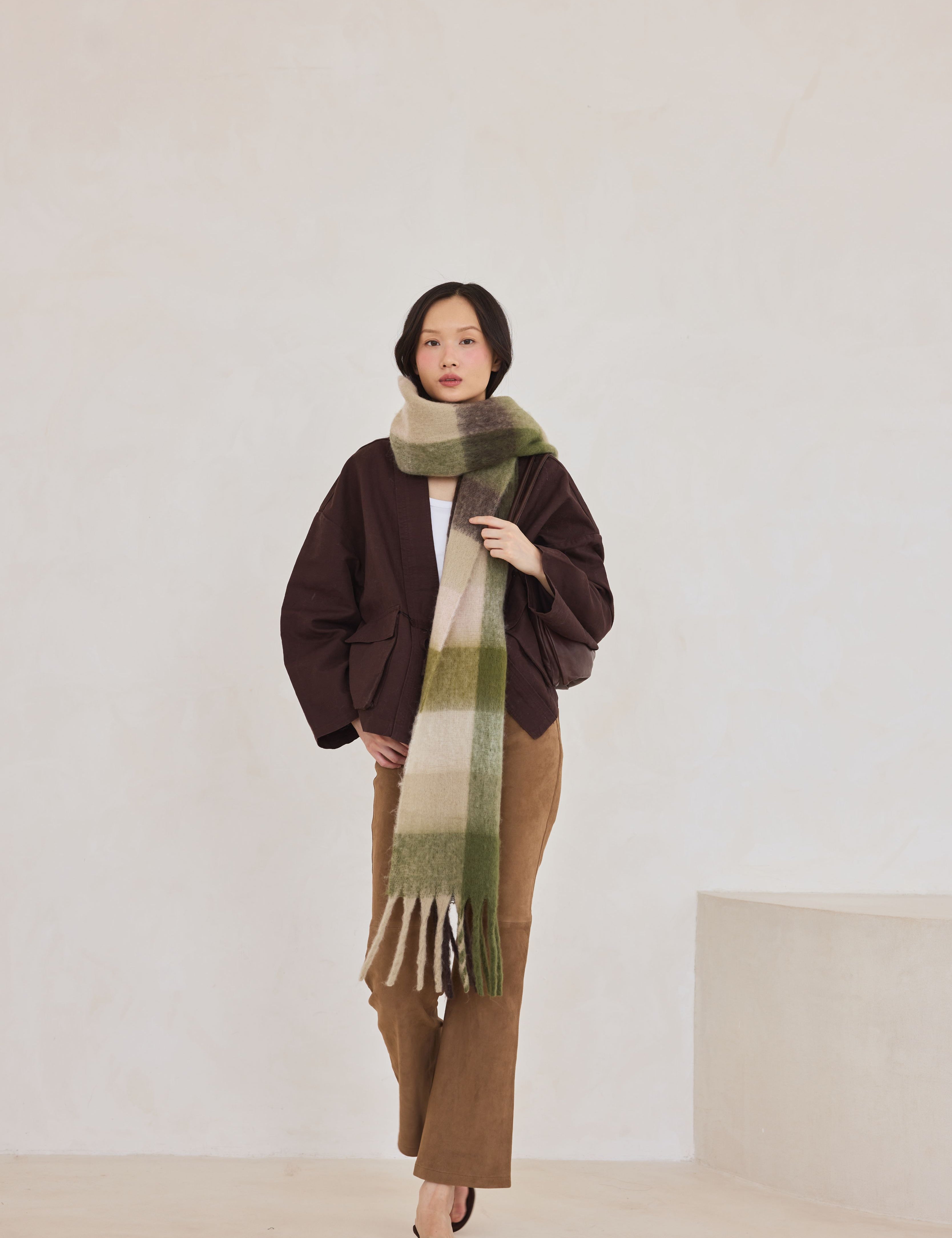 The Reykjavik Check Scarf - Mossy Greens