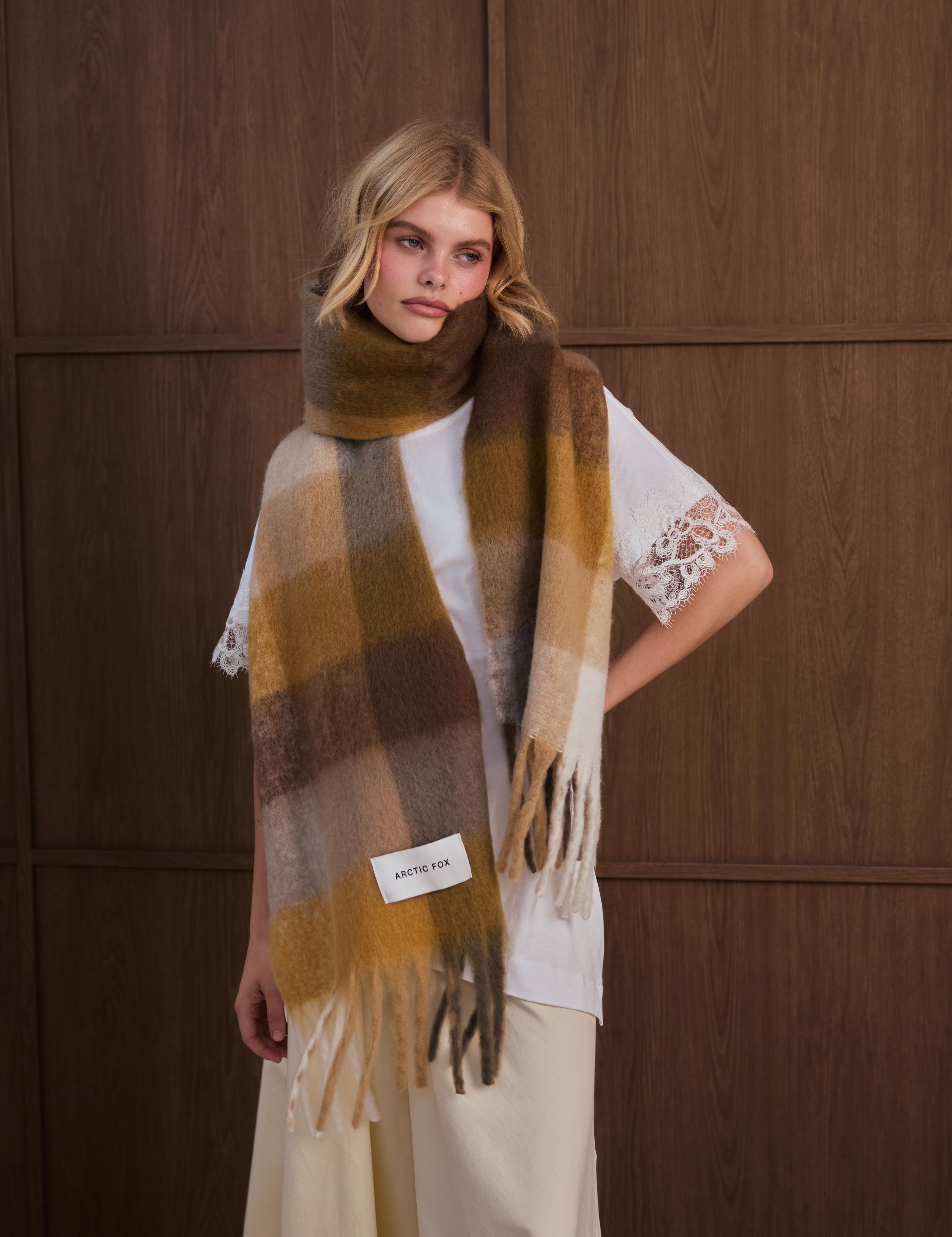 The Reykjavik Check Scarf - Golden Woodland