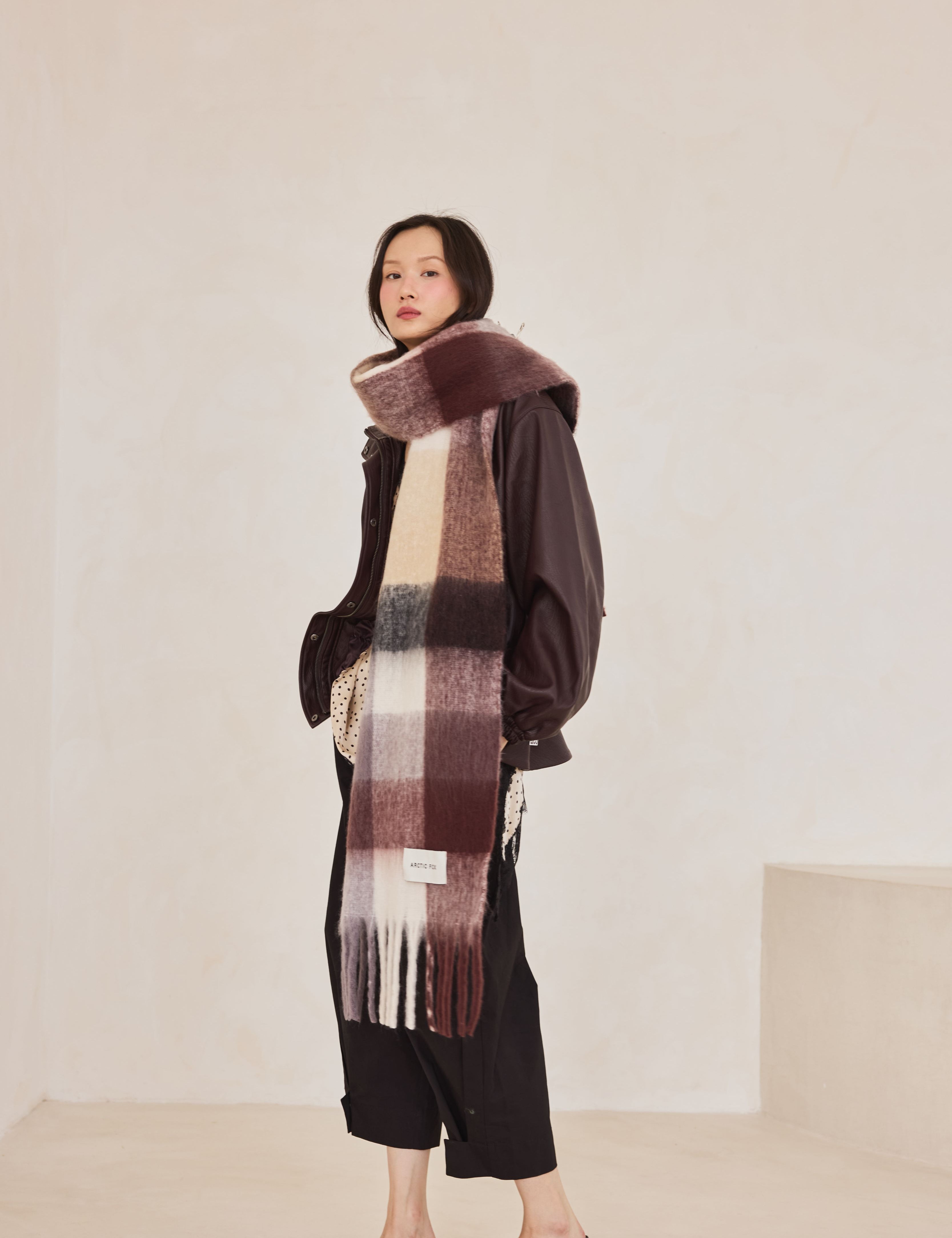 The Reykjavik Check Scarf - Dark Berry