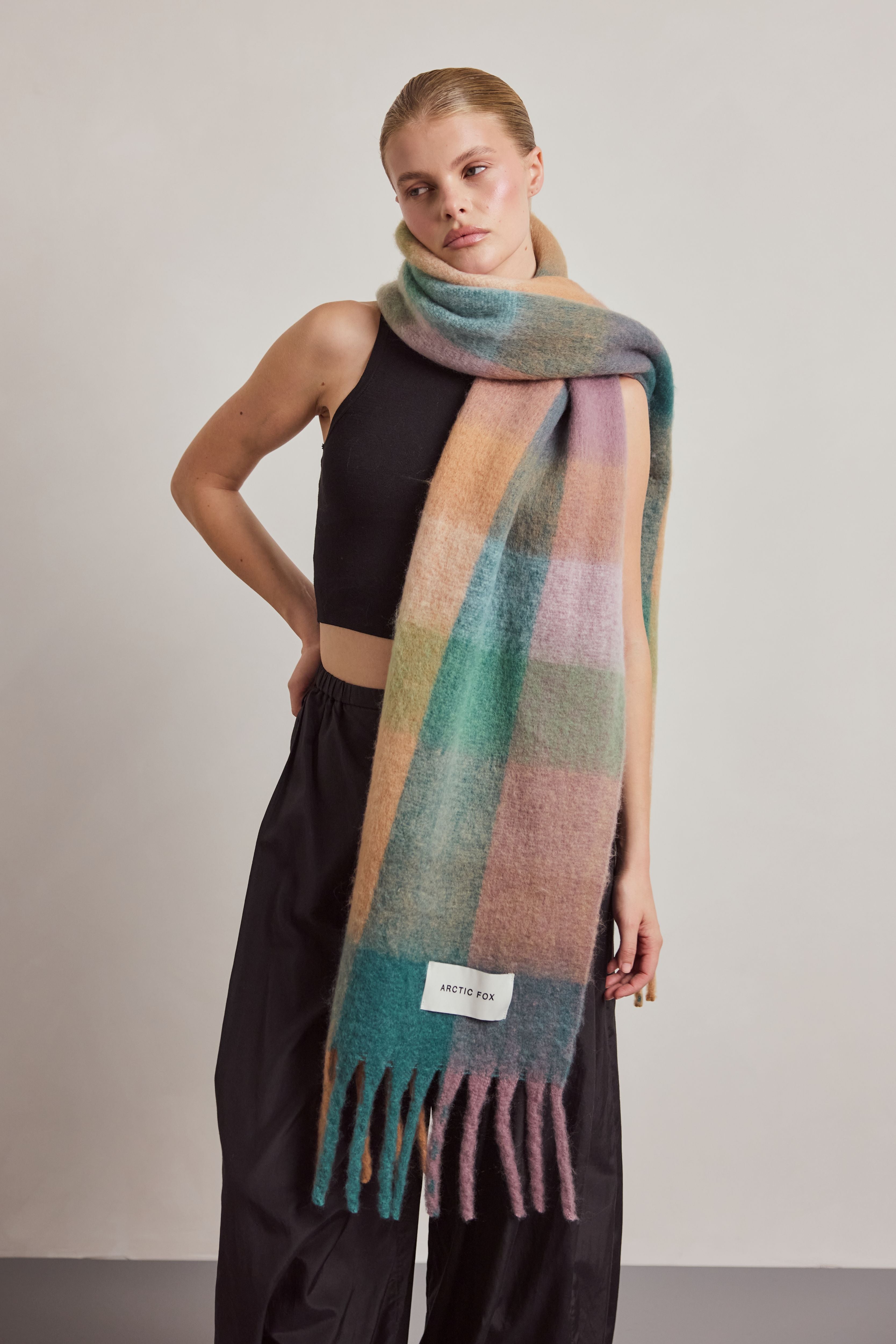 The 100% Recycled Reykjavik Scarf - Arctic Fox & Co. - Lilac Check