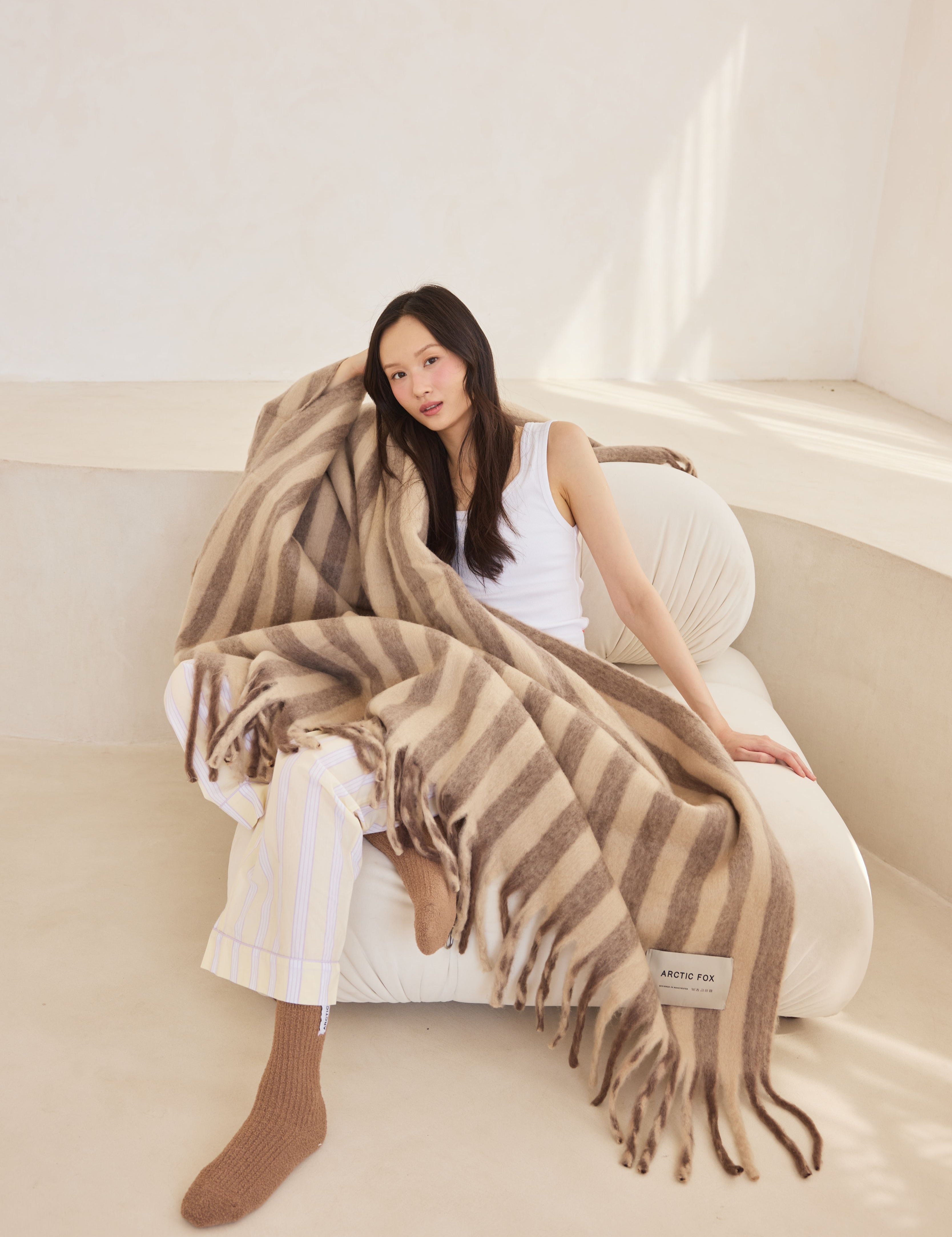 The Wool Stripe Throw - Burnt Umber Stripe