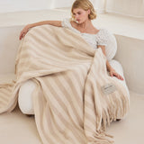 The Wool Stripe Throw - Pale Taupe Stripe
