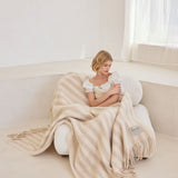 The Wool Stripe Throw - Pale Taupe Stripe