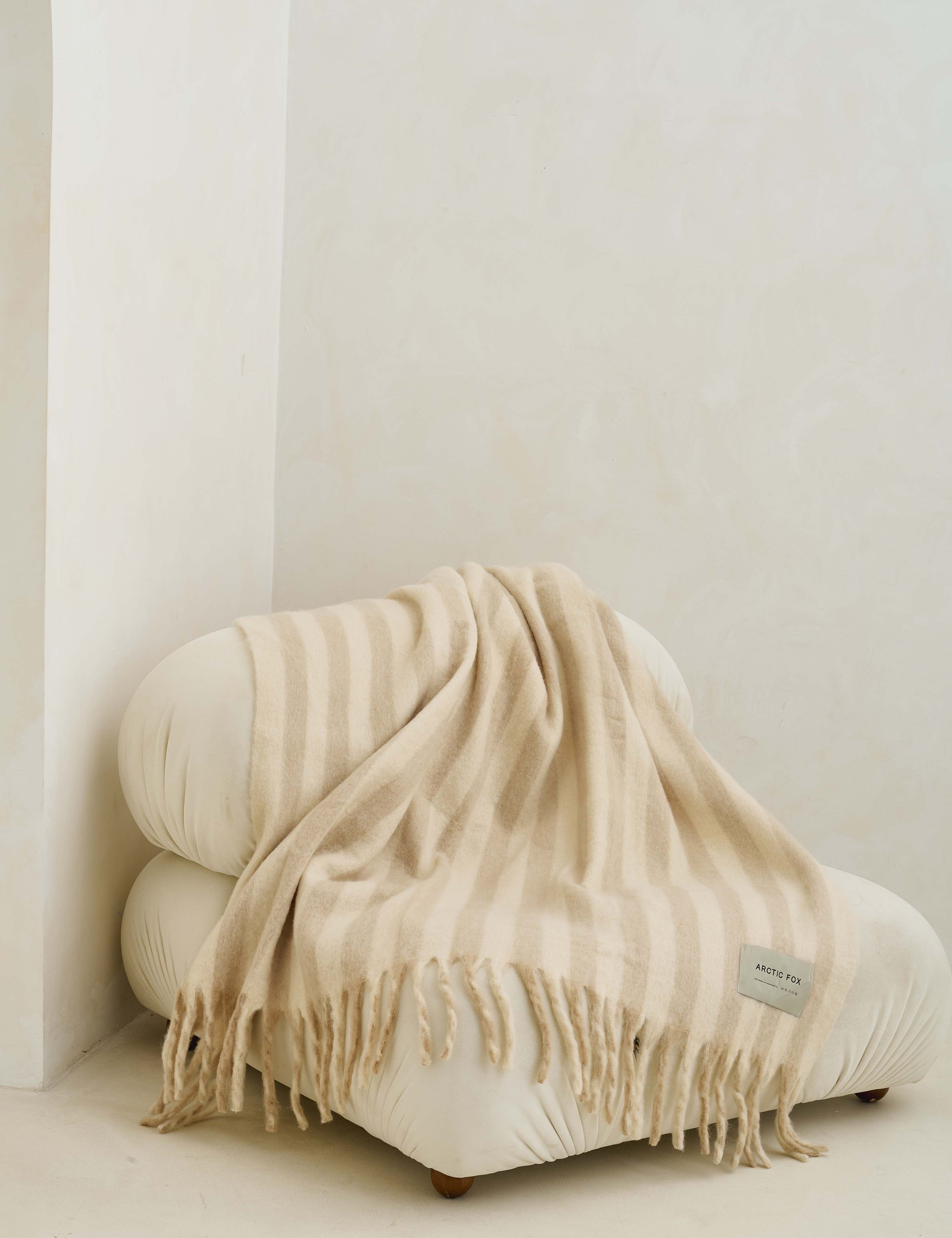 The Wool Stripe Throw - Pale Taupe Stripe